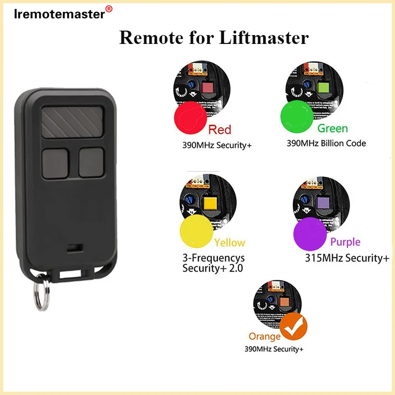

For liftmaster chamberlain 890MAX Mini Key Chain Garage Door Opener for Yellow, Red, Orange, Green, and Purple Learn buttons