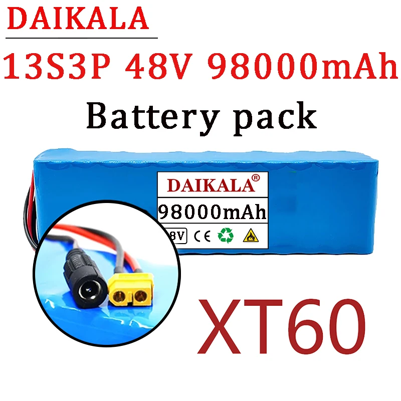 

Daikala 13s3p 48V 98Ah 1000W 98000mah lithium ion battery pack, electric bicycle, electric bicycle scooter, with BMS and charger