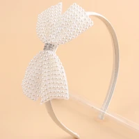 new baby glitter bowknot hairband for girls kid hair accessories diadema ni%c3%b1a large sequins shiny hair bow pearl white headband