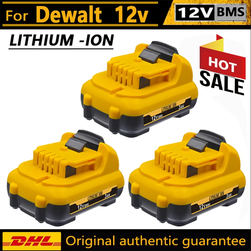 Фото Аккумулятор 12В 3.0Ач для Dewalt DW089LG, совместимый с DCB120, DCB123, DCB125, DCB124, DCB122, DCD710 (для электроинструментов/лазерных уровней) №1