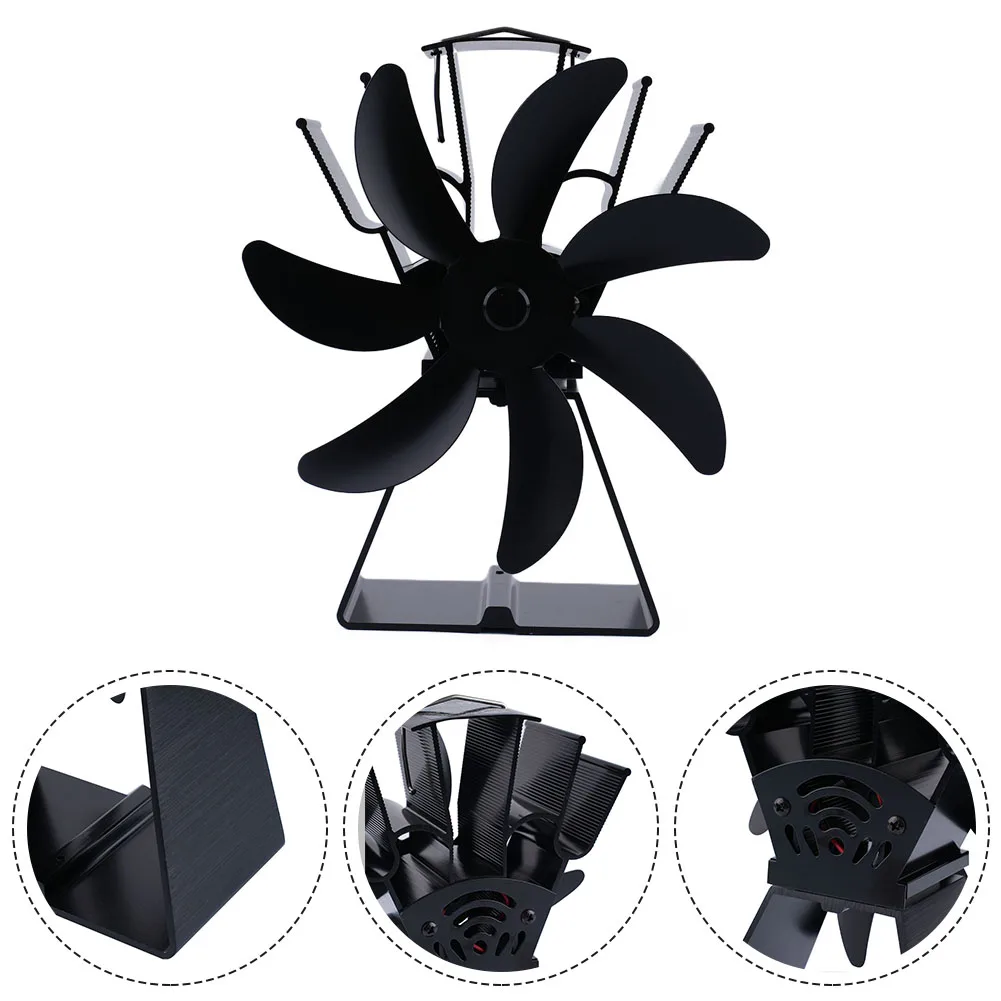 

Stove Fan Fireplace Fan Home Efficient Heat Distribution 180-210 CFM 800-1100rpm Aluminum Alloy Wood Burner Stove Fan