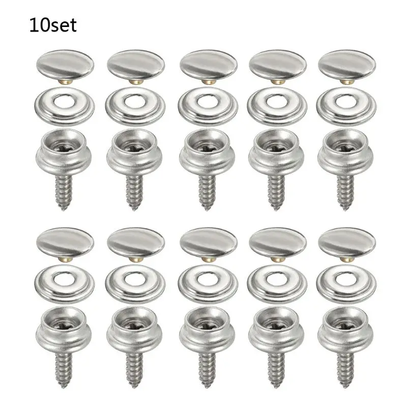 

2023 New 10 Sets Stainless Steel Replacement Tapping Snap Fastener Kit Tent Marine Yacht Boat Canvas Cover Tools Sockets Buttons