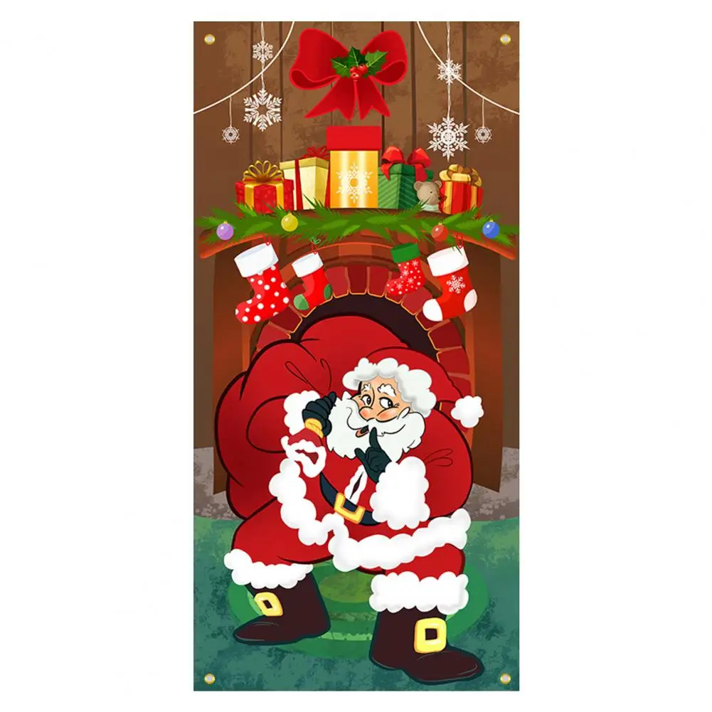 

Рождественская дверь Очаровательная собака Рождественская елка подарок декор Праздничная дверь занавеска наружная фотография подвесная ткань для рождественского фона праздничный
