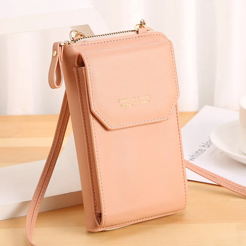 2023Ladies wallet PU leather long mobile phone bag 2020 fashion Korean multifunctional student wallet diagonal ticket folder