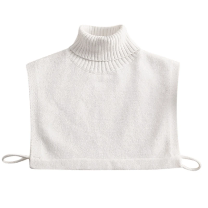 

Women Winter Turtleneck False Fake Collar Sweater Knitted White Detachable Half Top Dickey Pullover Neck Cover Vest
