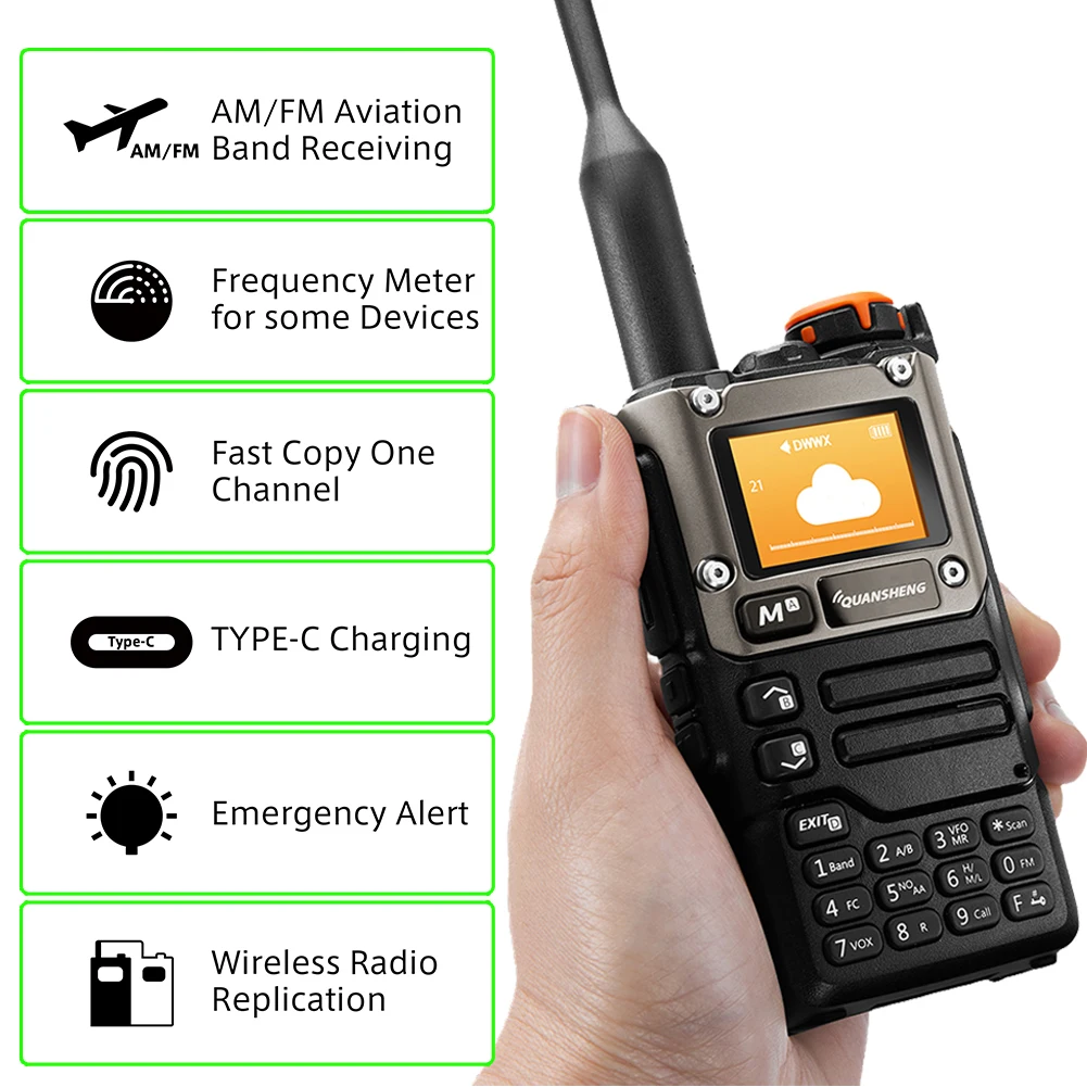 

UV-K6 Handie-Talkie UHF VHF DTMF FM Two Way Radio 144-146MHz 430-440MHz Wireless Frequency Two Way CB Radio Type-C Charging NOAA