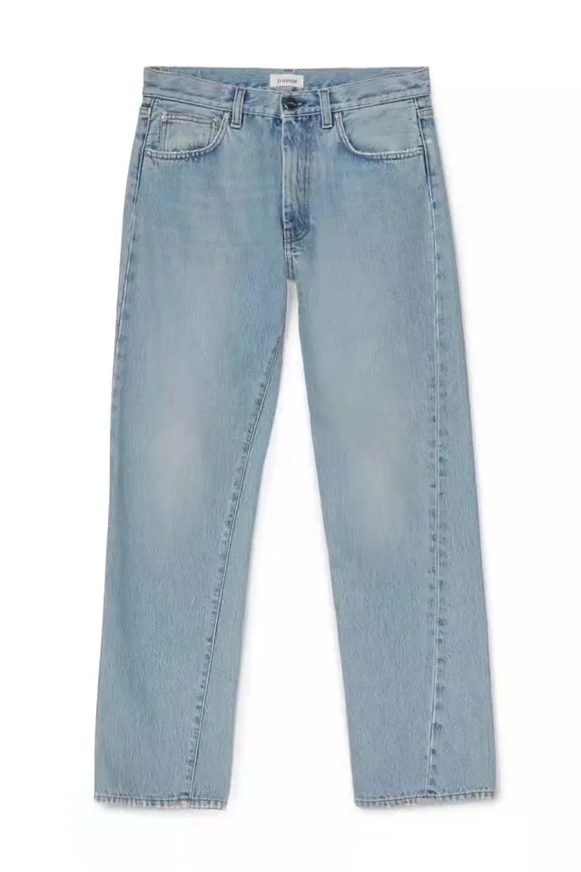 

Женские прямые синие джинсовые брюки с высокой талией, новинка 2023, женские универсальные винтажные джинсы на молнии с карманами, прямые брюки