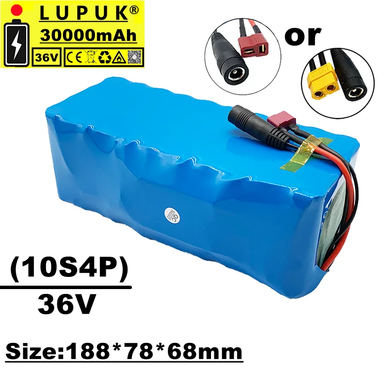 

Lupuk-36v battery pack, 1000 watts, 10s4p, 30000mah,built-in BMS,t plug or XT60 plug,suitable for electric bicycles,scooters,etc