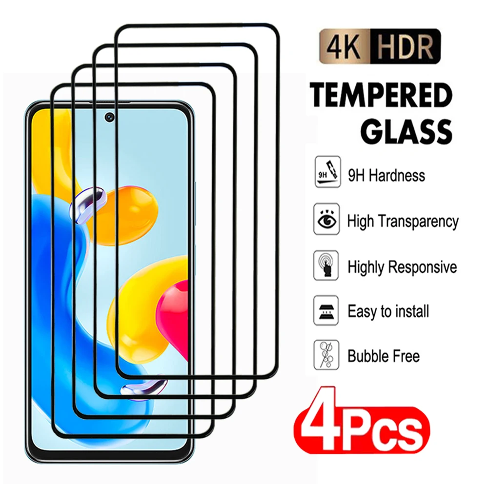 4 шт. прозрачное закаленное стекло для xiaomi Redmi Note 11 Pro Plus Max 4G 5G Защитная пленка