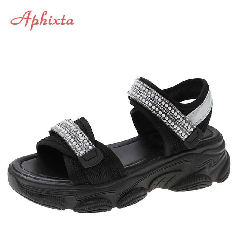 

Сандалии Aphixta женские на платформе, роскошные Босоножки с открытым носком, на липучке, крутая спортивная обувь, Тапочки