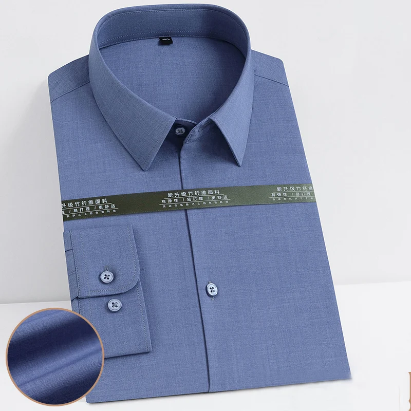 Платье мужское из бамбукового волокна однотонная стрейчевая рубашка с длинными