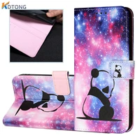 luxury 3d painted leather wallet phone case for galaxy a23 f23 a73 a53 a33 a13 a22 a32 a42 a72 a52 a12 a82 flip shockproof cover