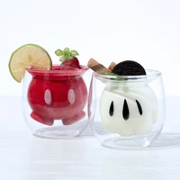 cartoon creative gift double glass cup wholesale classic mickey shorts shorts gloves fist