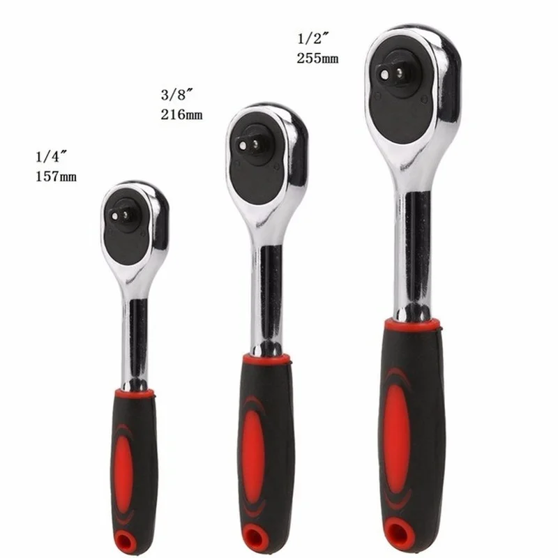 

1PC 1/4" 3/8" 1/2" Chrome Steel High Torque Ratchet Wrench for Socket 24 Teeth Quick Release Wide Used Professional Hand Tools