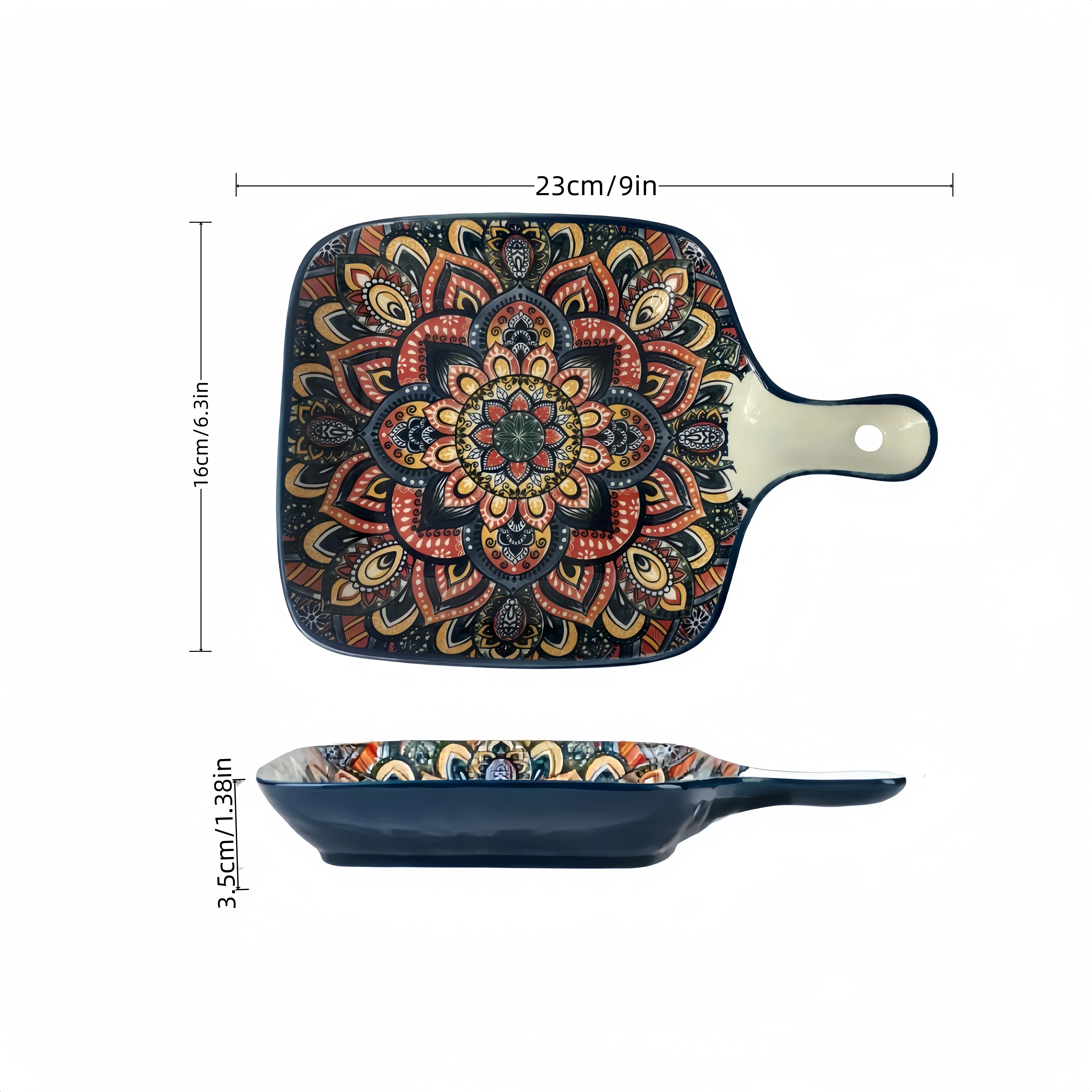 

Богемская керамическая квадратная тарелка с ручкой