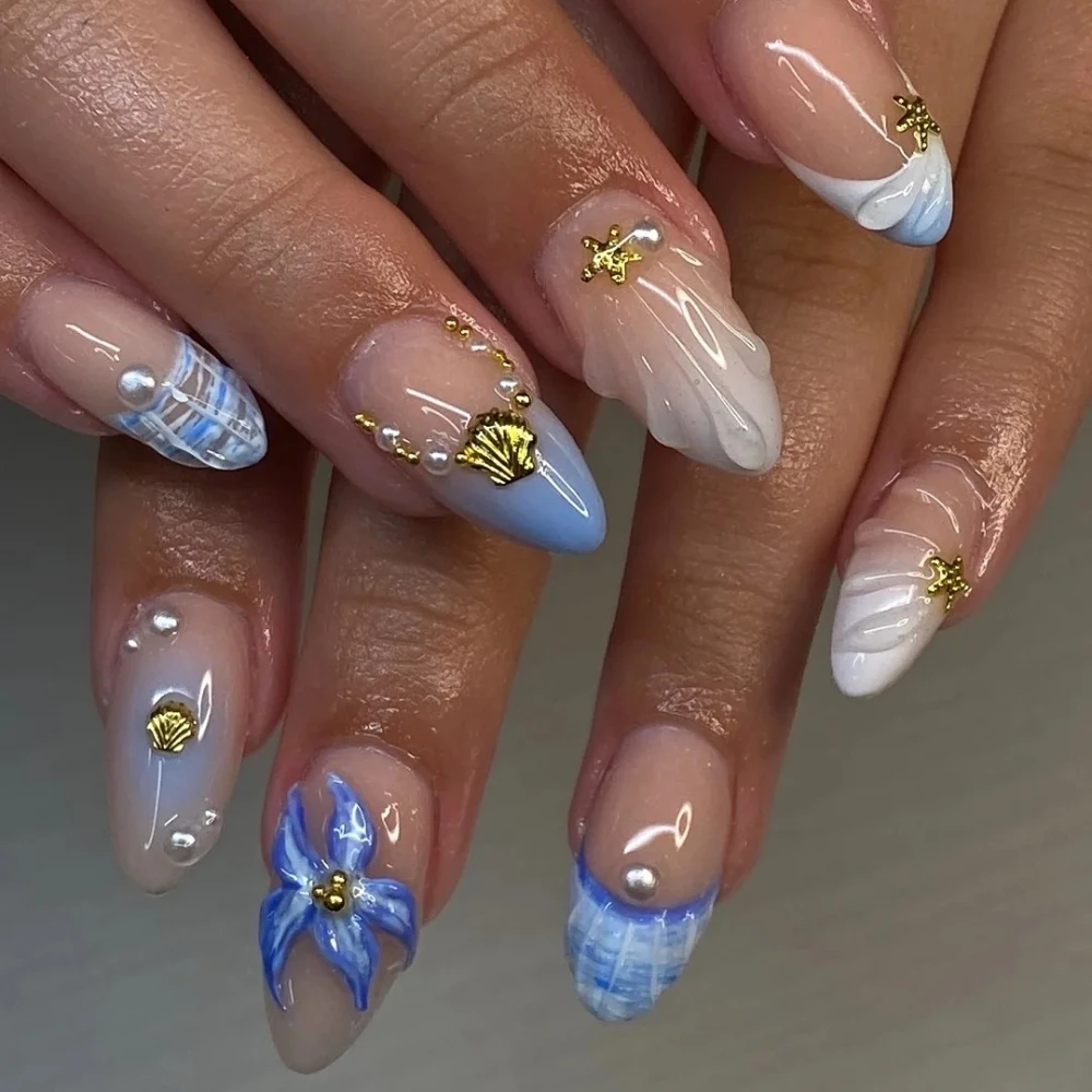 10 шт. набор маникюрных ногтей с клейким напылением