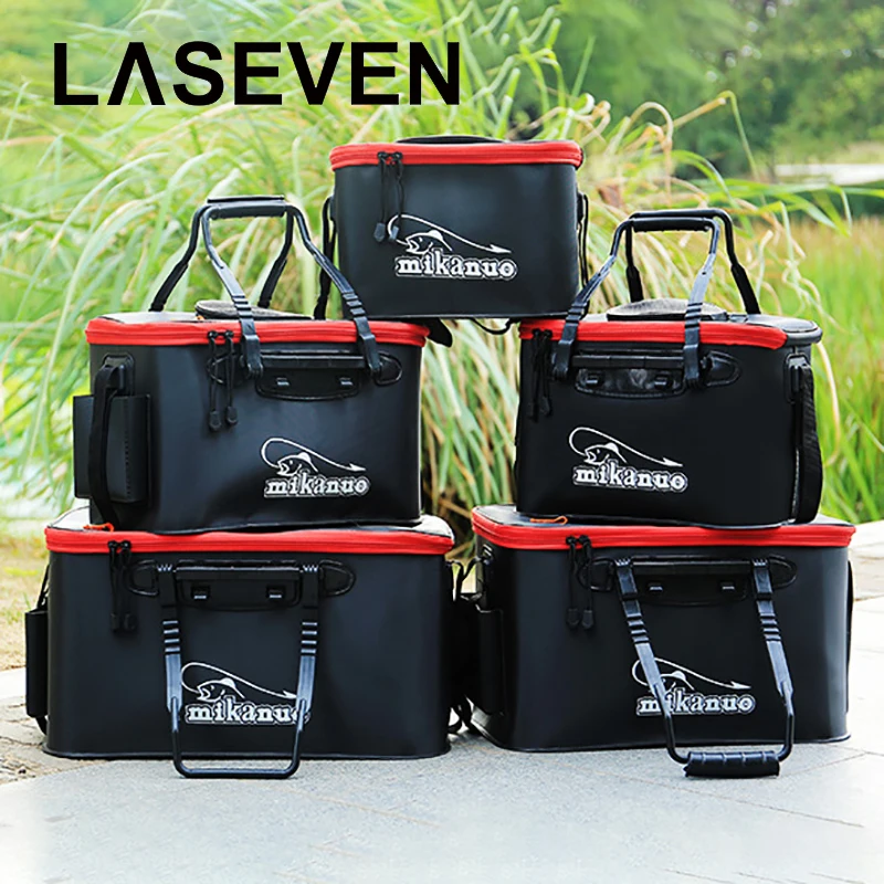 

Black EVA Fishing Bucket Portable Fishing Box Foldable Outdoor Fishing Live Water Tank Tackle Fishing Bag Accessories 30-50CM