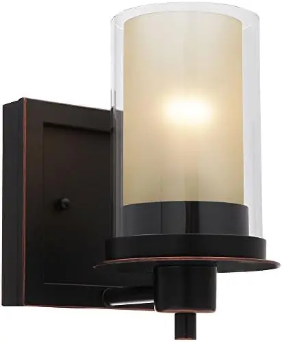 

Rubbed Bronze 2 Light Sconce/Bathroom Fixture with Clear and Frosted Glass 73470 Wall decor Room decorations for men Led wall