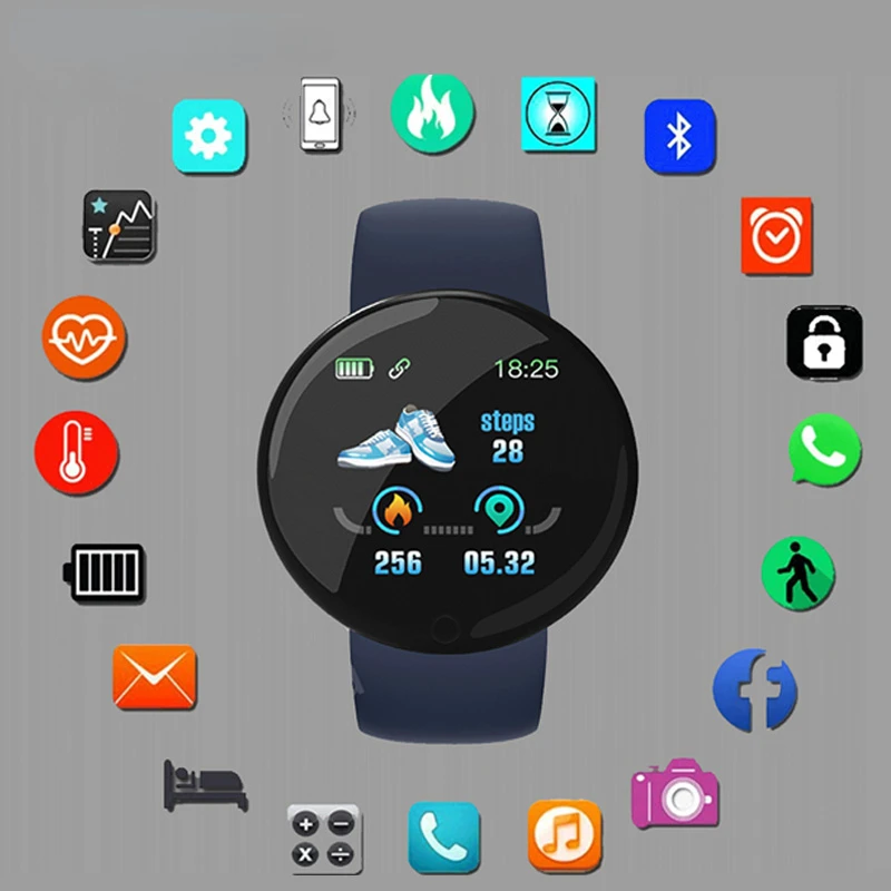 

2022 Inteligente New Smart Watch Men Women Smart Bracelet LED D18 Smartwatch Waterproof Smart Touch Screen Bracelet Smartband