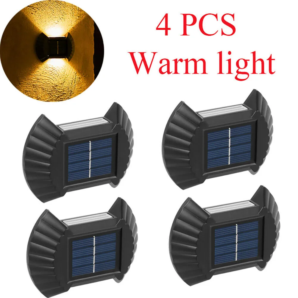 

4pcs 8 SMD LED Solar Wall LighT Outdoor Lamp Waterproof Up And Down Stairs Fence Sunlight Luminous Lighting Garden Decoration