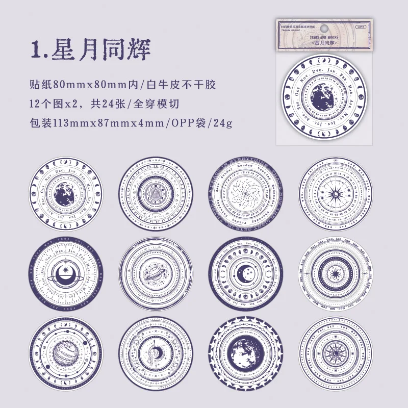 

Винтажные круглые наклейки Journal GO