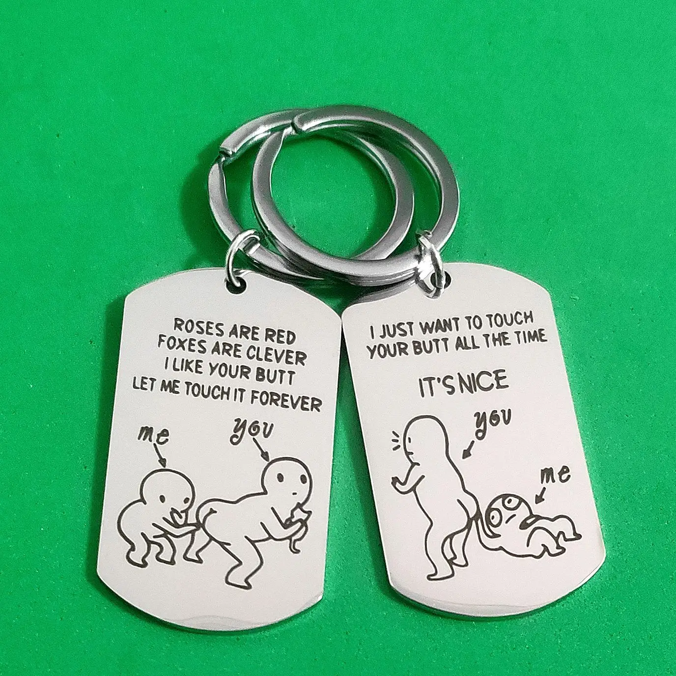 

Ornaments Creative Keyring Girlfriend Boyfriend Carabiner for Keys You and Me Military Tag Best Friend Stainless Steel Funny