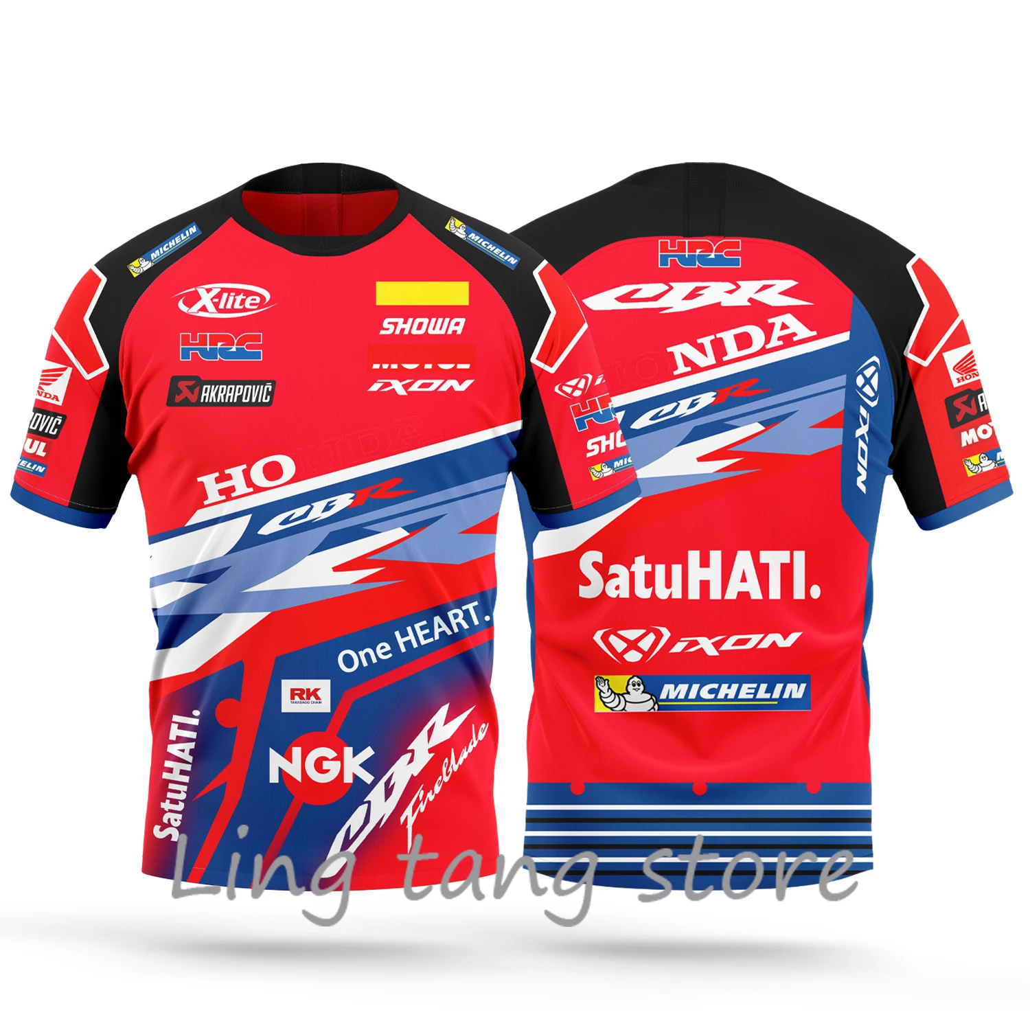 

2023 New Motorcycle Racing Summer Men's Breathable Casual Short Sleeves for HRC Track CBR Model Red Lover Short Sleeves