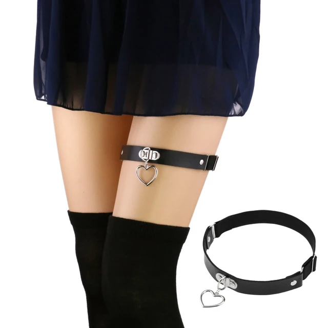 PU Leather Thigh Chain Anti-slip Belt Elastic with Heart Decor Harness  Nightclub Leg Accessories for Women and Girls X4YC - AliExpress