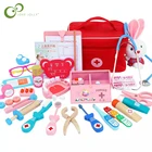 Детская Деревянная Игрушка-врач, модель семьи, врач, медсестра, медицинский комплект, принадлежности для ролевых игр, аптечка