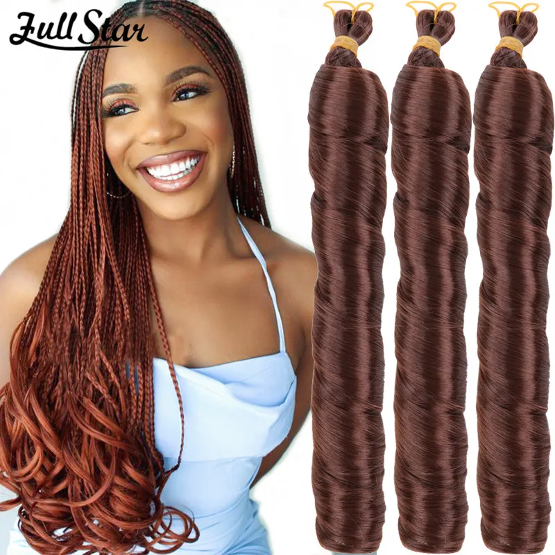 

Full Star Synthetic Loose Wave Crochet Hair Spiral Curl 100g Bouncy Silk Braiding Hair French Curls Ombre Bulk Hair Extensions