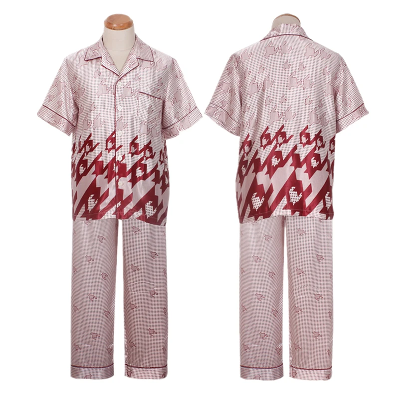 Silk Pajamas for Men Sleepwear Short Sleeve Pajama Man Homewear Summer Male Pyjamas PJS