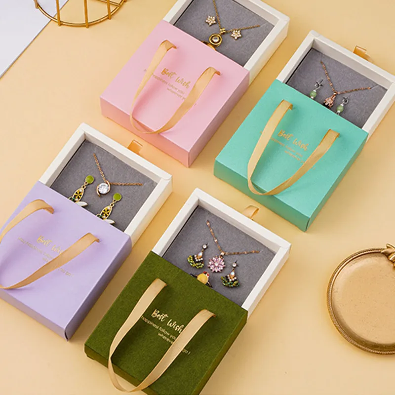 

Portable Drawer Jewelry Box Ring Earring Bracelet Necklace Jewelry Storage Organization Gift Favor Packing Boxes Handle Bag