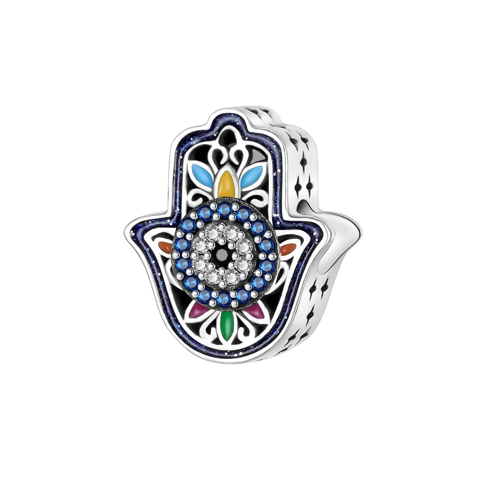 

925 Sterling Silver Blue Palm Totem Demon Eye Charm Fit Original Pandora Charms Bracelets Women DIY Jewelry Gift