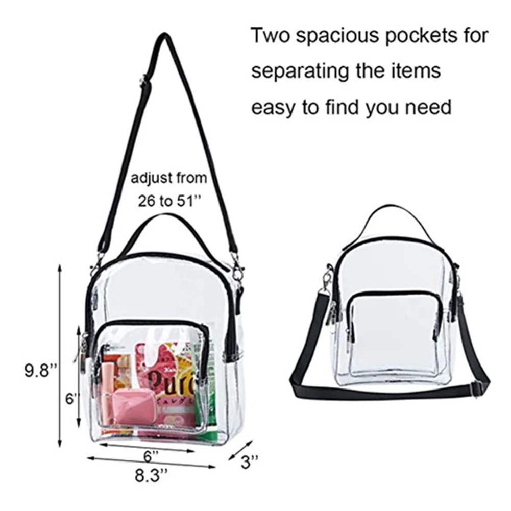 Causual PVC Transparent Woman Crossbody Bags Clear Shoulder Bags Casual Handbags Small Phone Bags Wide Straps Messenger Bags images - 6