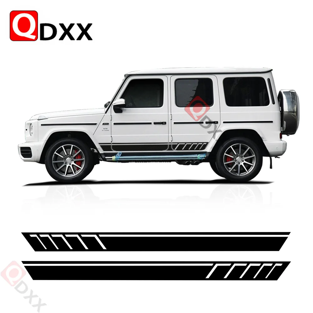 

car styling 5D Carbon Fibre Vinyl Decal Side SKirt RAcing Stripes Stickers for Mercedes Benz G63 AMG G Class 2019 accessories