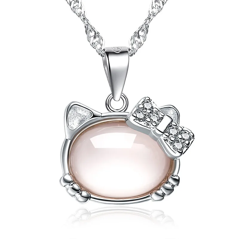 

Hello Kitty Lady Sanrio Cute Opal Necklace Pendant Lady Allergy Proof Necklace Colorless Decorative Pendant Birthday Gift