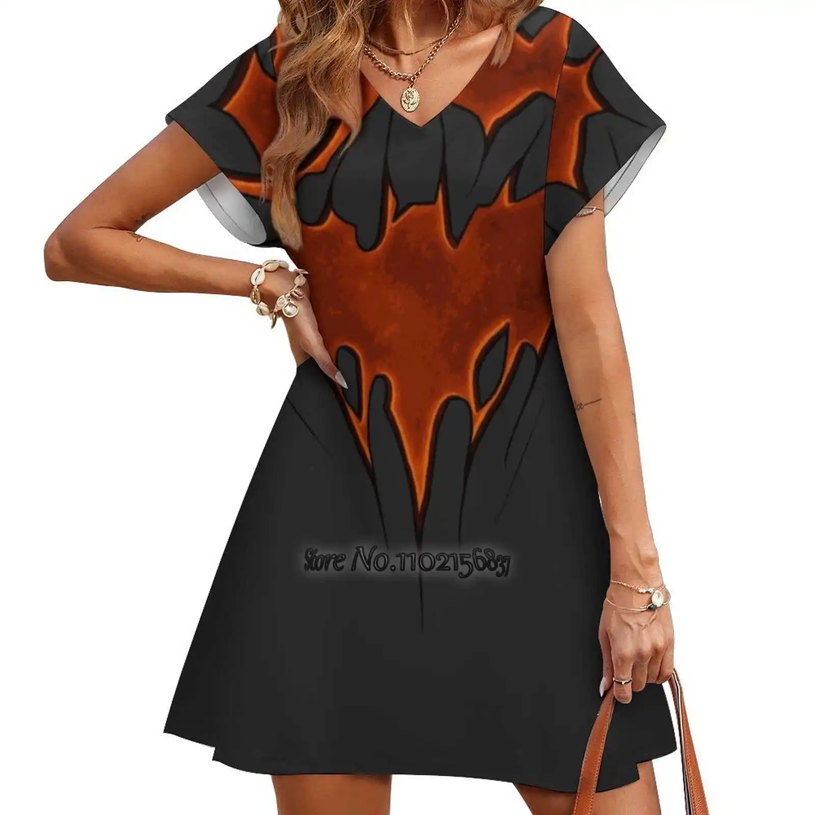 

Юбка женская трапециевидная с V-образным вырезом и символом летучая мышь