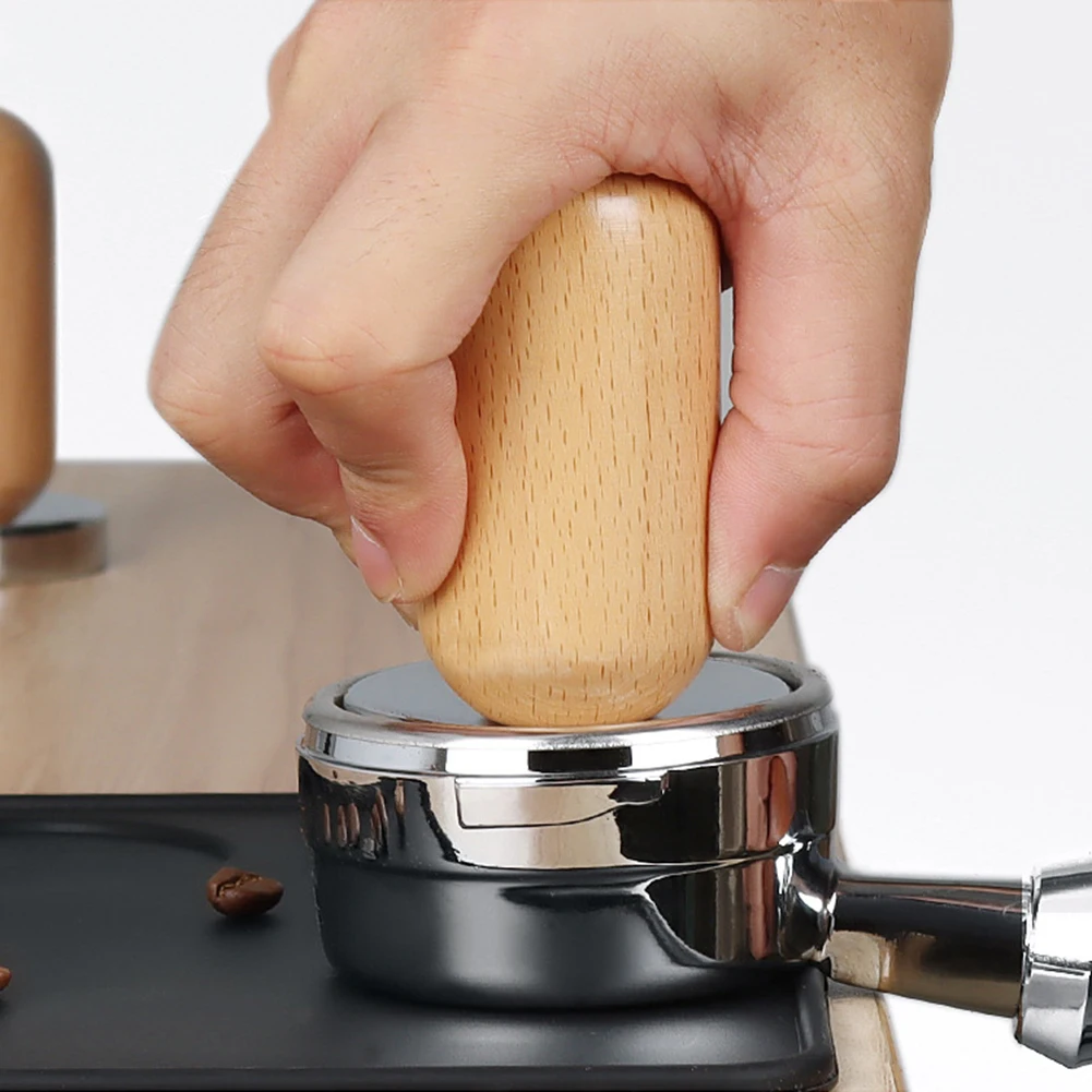 

51mm/58mm Beech Coffee Tamper Detachable Coffee Powder Press Hammer Flat Base Espresso Coffee Accessories Barista Tools