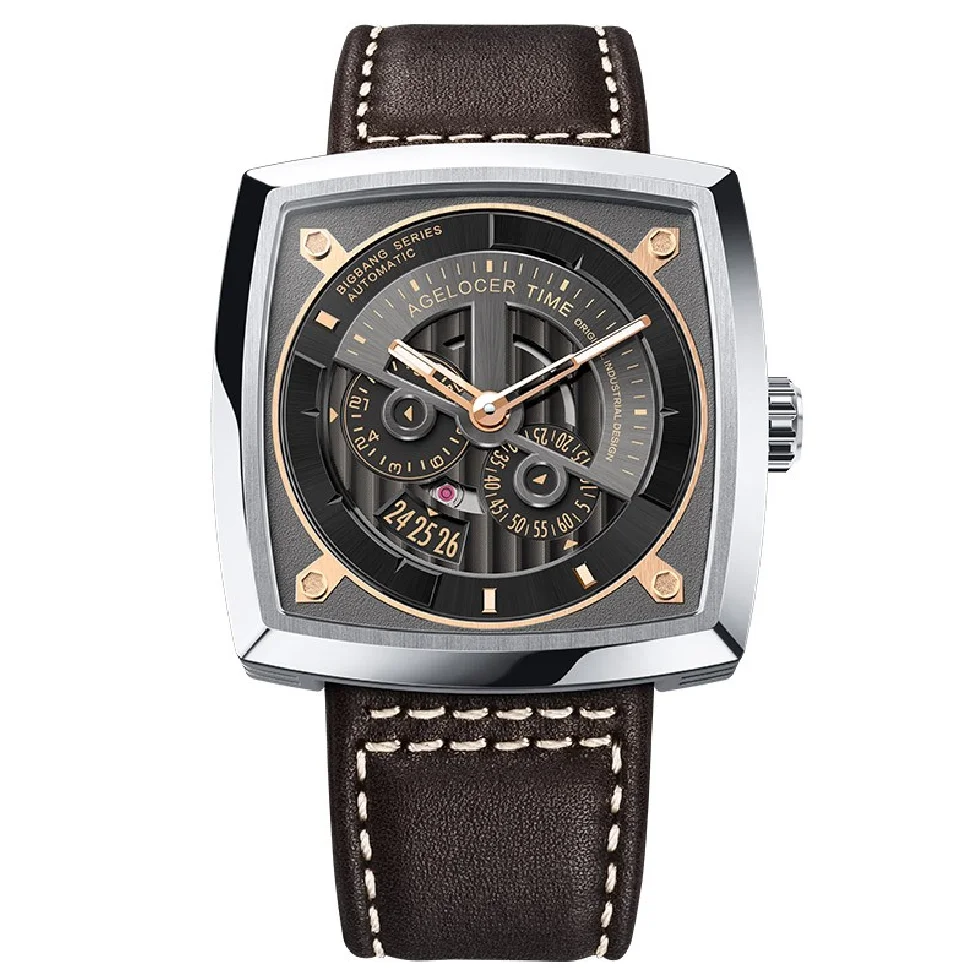 

AGELOCER Sport Automatic Watch Men Mechanical Wristwatches Big Square Waterproof Military Watches Power Reseve 42 Hours 5603A2