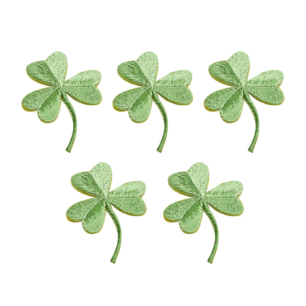 

Patch Patches Leaf Shamrock Iron Embroidery Four Diy Clothes Embroidered Sewing Stickers Cloth Sequins Lucky Patrick Cartoon Day