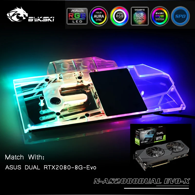 

Блок водяного охлаждения Bykski Gpu для ASUS DUAL RTX2080 8G Evo, полное покрытие, медная фотография, 3 контакта, 5 В, 4 контакта, 12 В, RGB