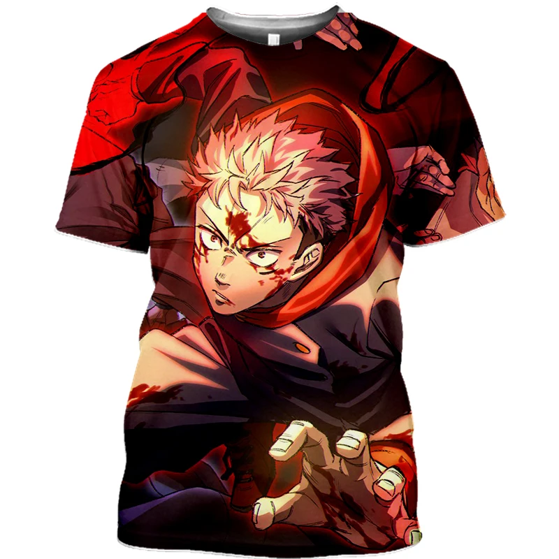 

3D Printed Men's Shirts Manga Jujutsu Kaisen Itadori Yuji Hip Hop O Neck Unisex Ladies Kids Short Sleeves Casual Soft Breathable