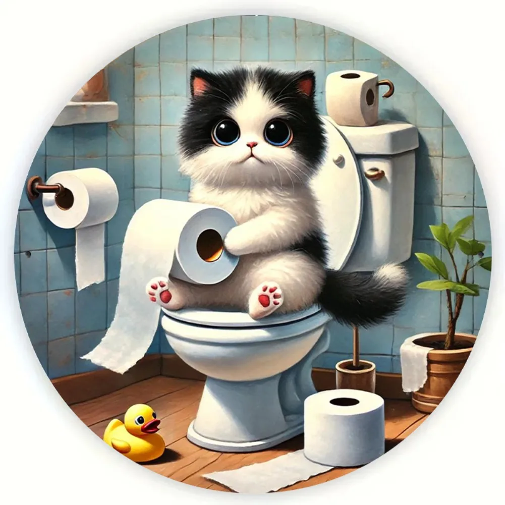 

Металлическая табличка "Очаровательный кот на унитазе"