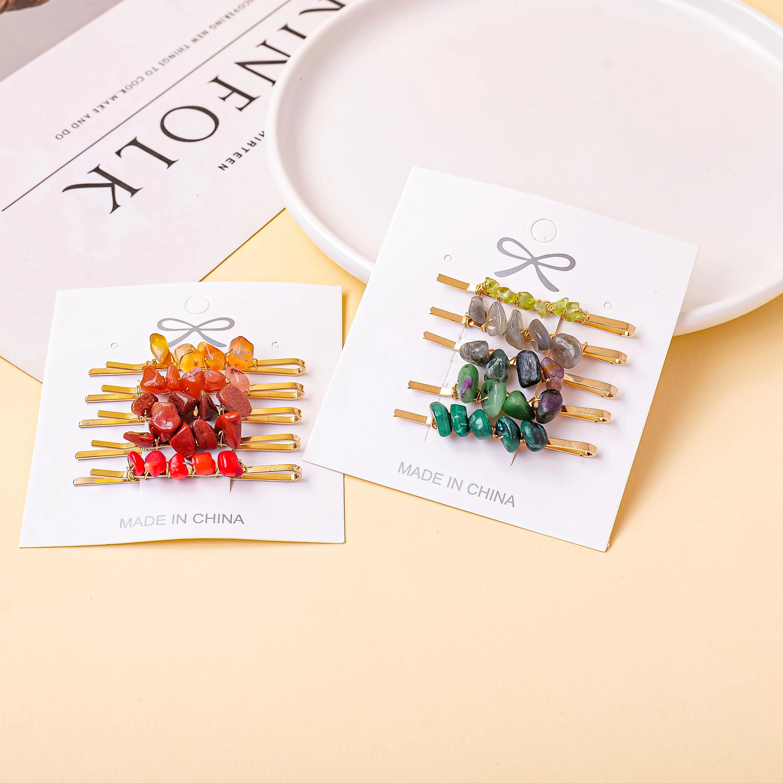 Заколка для волос с натуральным кристаллом Macadam 5 шт./комплект