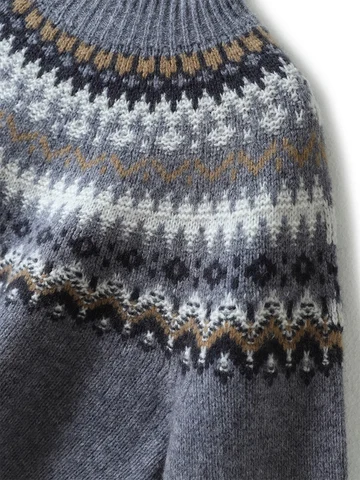 SuyaDream Женский зимний свитер из шерсти красный/серый