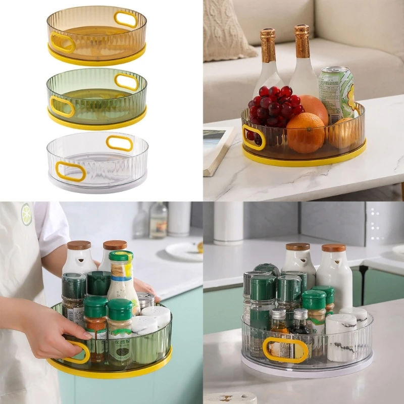 

360 Rotating Spice Rack Seasoning Box Holder Kitchen Storage Tray For Cabinet