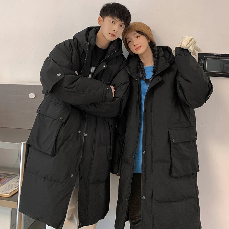 Winter Jacket Men Warm Fashion Oversized Thicke Down Jacket Men Streetwear Korean Loose Hooded Long Coat Mens Parker Overcoat