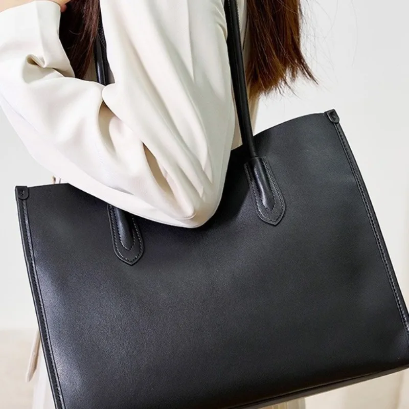 Вместительная сумка-тоут из воловьей кожи женские универсальные мягкие