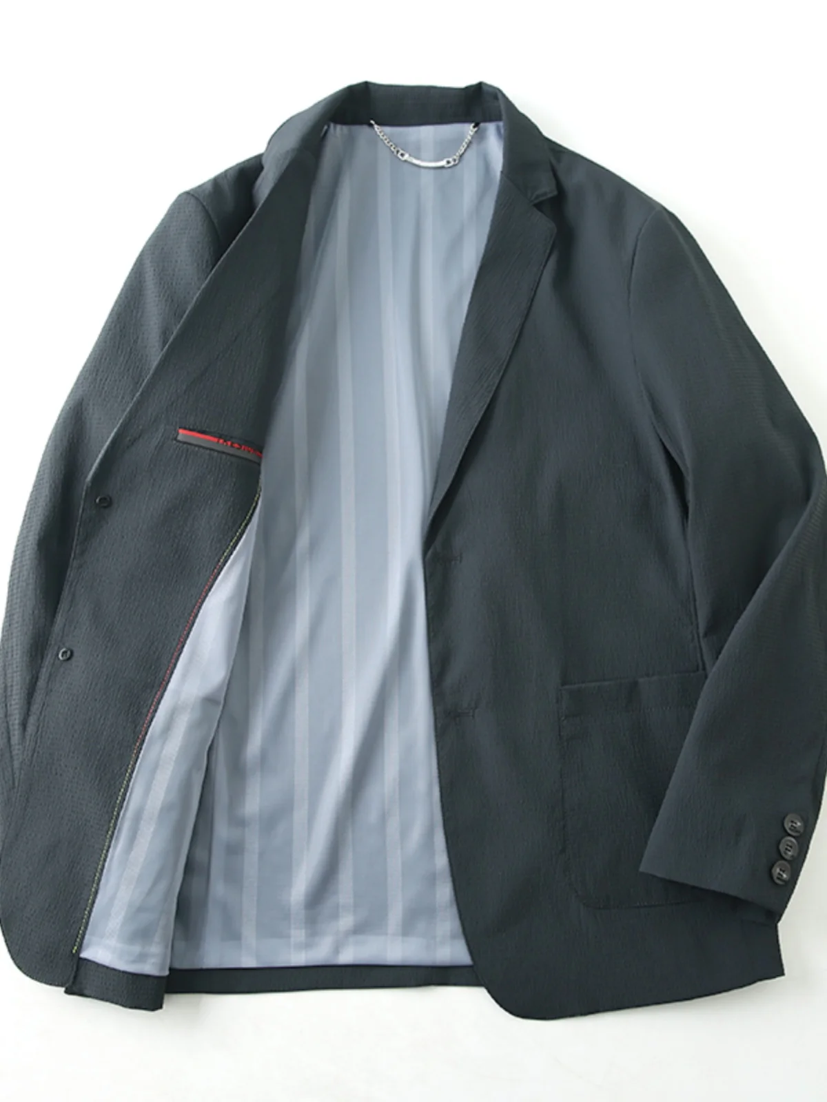 Seersucker весенне-осенний тонкий дышащий мужской одинарный однотонный простой