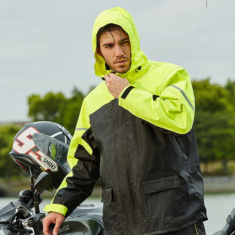 Waterproof Motorcycle Rain Coat Men Bicycle Luxury Waterproof Adult Pants Suit Rain Jacket Men Capas De Chuva Rain Gear XF100YH